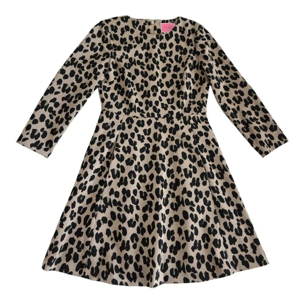 Kate Spade Women's Leopard Forest Feline Jacquard Fit and Flare Dress Size 4 - Picture 4 of 10